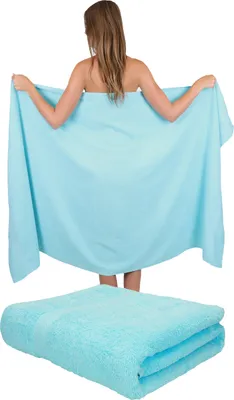 Produktbild von Betz 2 Stück Saunatücher 80 x 200 cm PALERMO 100% Baumwolle Badetuch Liegetuch Strandtuch   Farbe: türkis