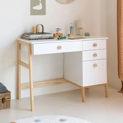 Produktbild von Petite Amélie Kinder Schreibtisch mit Schubladen Cerise 75 cm - Weiß