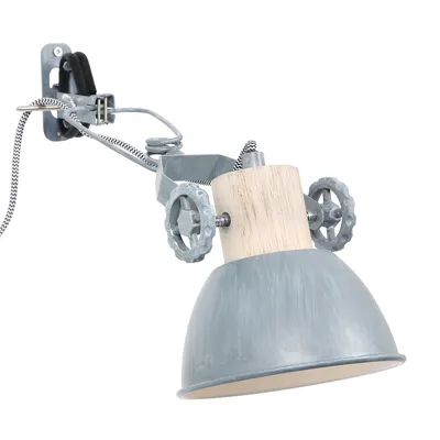 Image de Mexlite - spot - Gearwood - gris - métal bois de caoutchouc - E27 - 2752GR