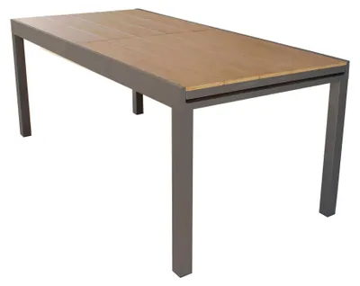 Immagine prodotto di Tavolo estensibile da esterno 160/240 cm con struttura in alluminio e piano in polywood effetto legno Antares -  DarkGrey