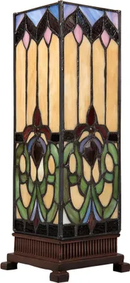 Image de Clayre & Eef Lampe de table Tiffany 12x12x35 cm Marron Beige Verre