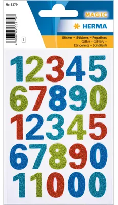 Immagine prodotto di HERMA MAGIC numeri glitterati – adesivi per regali e decorazione