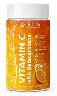Productafbeelding van Vitamine C 500mg, sinaasappellsmaak, met beta-caroteen, kauwtabletten, 60 tabletten
