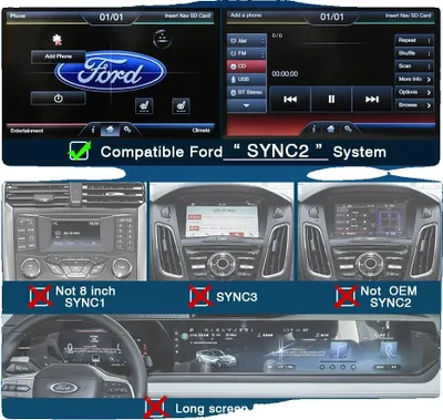 Obrázek produktu pro Bezdrátový modul CarPlay, podporuje Android Auto, integrovaná GPS navigace, pro Ford Sync2