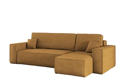 Produktbild von Kaiser Möbel Ecksofa mit schlaffunktion und bettkasten, Sofa L-form, Couch L-form BEST Poso Dicker Cord Senffarbe Rechts