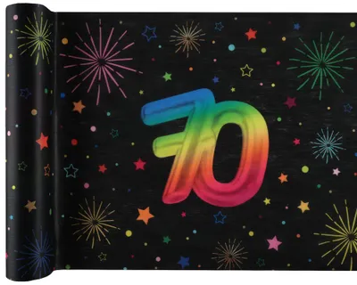 Produktbild von Tischläufer 70. Geburtstag bunt 3 m x 30 cm