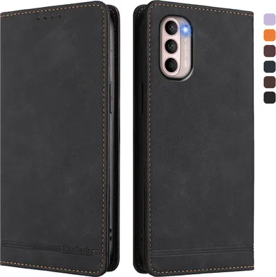 Produktbild von Hülle für Motorola Moto G41 / Moto G31, Retro Kunstleder Ständer Klapphülle mit Kartenfächer und Magnetische Schwarz