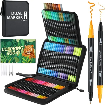 Produktbild von Brushpen Set 72 Farben, Doppelfasermaler, Wasserbasis, schnelltrocknend, für Handlettering