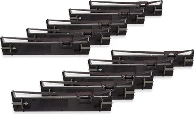 Produktbild von vhbw 10x Farbband Schriftband Ersatz für Epson S015610, C13S015610 für Nadeldrucker, Bondrucker - Schwarz