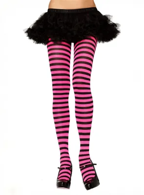 Produktbild von Ringelstrumpfhose schwarz-pink