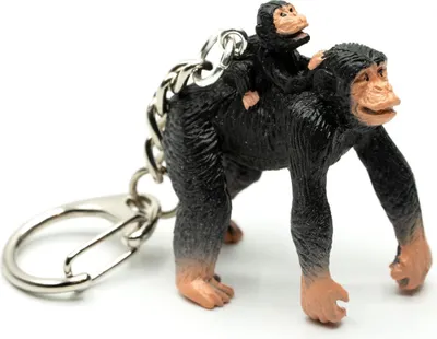 Produktbild von Schimpanse mit Kind Schlüsselanhänger Anhänger Affe Menschenaffe schwarz
