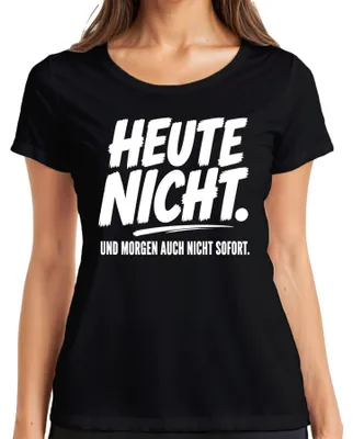 Productafbeelding van "Vandaag niet, en morgen ook niet meteen" - Sarcasme dames T-shirt, zwart, maat S