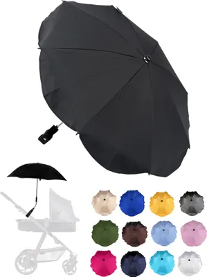 Produktbild von BAMBINIWELT Sonnenschirm für Kinderwagen Ø68cm UV-Schutz50+ Schirm Sonnensegel Sonnenschutz, schwarz
