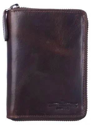 Zdjęcie produktu dla GREENBURRY Skórzany portfel Newport Zip Around Wallet w kolorze ciemnobrązowym