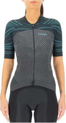 Productafbeelding van UYN Biking Alpha Coolboost dames functioneel shirt, korte mouwen, kleur: grijs/turquoise, maat: XS