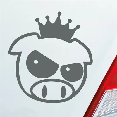 Produktbild von Auto Aufkleber Bad Pig Drift König Krone Schwein 10x11 cm Grau Sticker Heckscheibenaufkleber