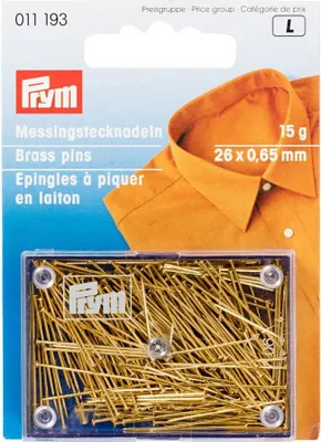 Obrázok produktu pre Špendlíky, 0,65 x 26 mm, zlaté farby, 15 g, karta s krabičkou