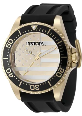 Zdjęcie produktu dla Invicta Pro Diver 50419 Zegarek Męski - Mechanizm Kwarcowy - Stal Nierdzewna ze Złotą Tarcza - 45 mm