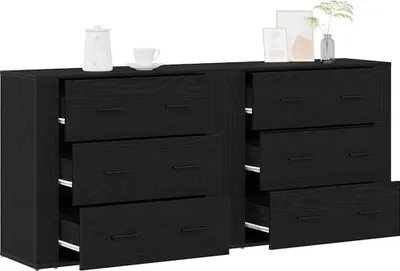 Immagine prodotto di vidaXL Credenza look rovere nero 160 x 33 x 70 cm Materiale a base di legno