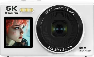 Obrázok produktu pre INF 5K študentský fotoaparát s duálnou obrazovkou a rozlíšením 80 MPx biely