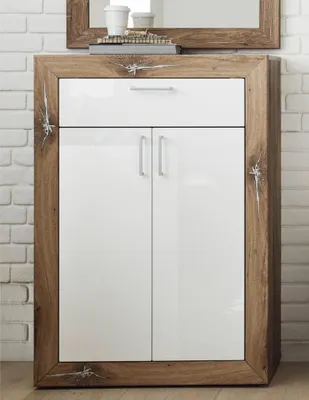 Zdjęcie produktu dla Schuhschrank >Nigrita< in Flagstaff Oak - 80x114x40cm (BxHxT)