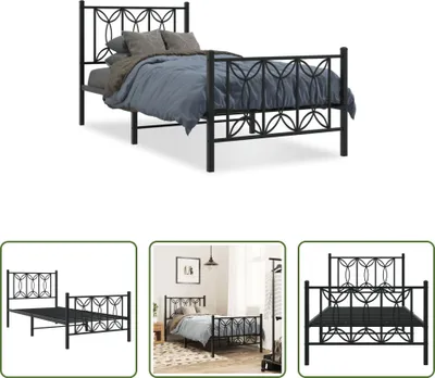 Produktbild von The Living Store Bettgestell mit Kopf- und Fußteil Metall Schwarz 80x200 cm
