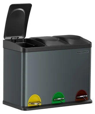Produktbild von Abfallbehälter aus Edelstahl – groß – 2 Inneneimer – Geruchskontrolle – 60,5 x 31,5 x 48,5 cm