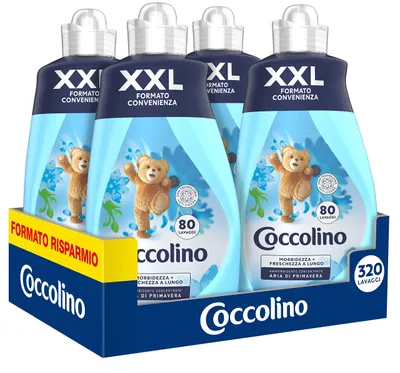 Produktbild von Coccolino Weichspülerkonzentrat, Frühlingsluft, 8 Liter, 320 Waschgänge, 4 x 80 Waschgänge
