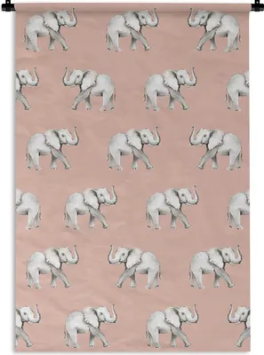 Produktbild von MuchoWow® Wandteppich Wandbehang Elefant - Pastell - Muster 60x90 cm Tapisserie Dekoration Wandtuch - Foto-Teppich - Abwaschbar