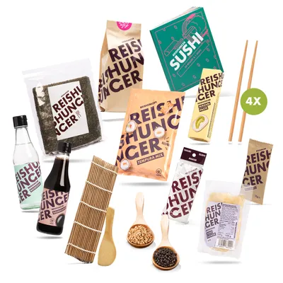Produktbild von Reishunger Sushi Premium Box: Sushi Kochbuch – 13 Teiliges Komplett-Set zum Selbermachen mit Sushi Maker, Nori Algen, Sushi Reis, uvm.