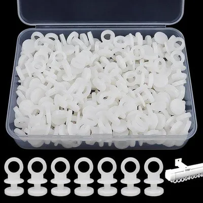 Image de Patins en plastique blanc pour tringles à rideaux, 140 pièces, accessoires pour rideaux