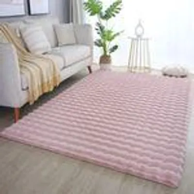 Produktbild von Hochflor Teppich Geometrisch Design Teppiche im skandinavischen Stil Teppich Wohnzimmer Größe: 80 x 250 cm , Farbe : Rosa