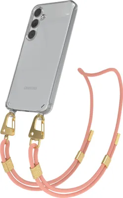 Produktbild von EAZY CASE Handykette für Samsung Galaxy S24 Plus, Transparente Silikonhülle mit Band, Clear Case, abnehmbar in  Rosa