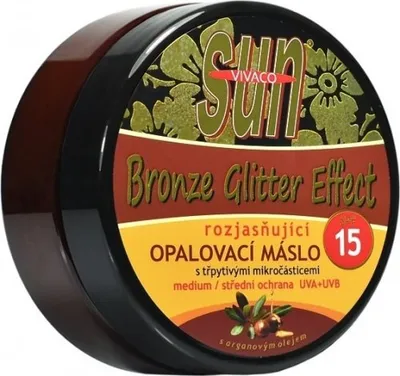 Zdjęcie produktu dla Vivaco - Sun Argan Bronz Oil Glitter Effect SPF15 - Masło do opalania z olejkiem arganowym i brokatem 200ml