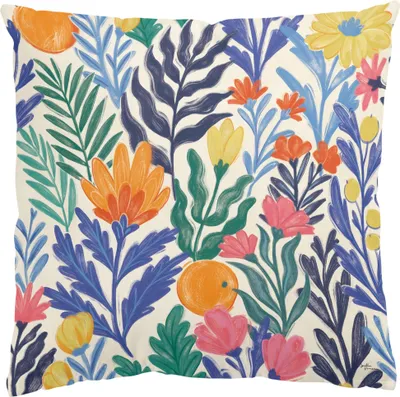 Produktbild von Dekokissen Blumen drinnen / Indoor Zierkissen Canvas waschbar Blumenwiese blau Aquarell Illustration Sofakissen ohne Füllung