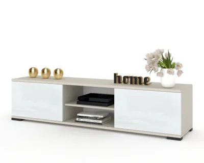 Produktbild von Fernsehschrank TV-Lowboard KING STEHEND Cashmere/Weiß Hochglanz 140cm