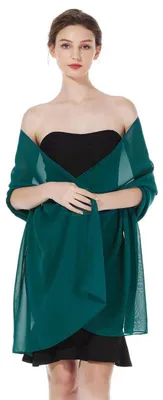 Immagine prodotto di Sciarpa-stola da donna, chiffon, elegante, color petrolio, 200 x 70 cm