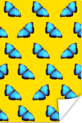 Produktbild von MuchoWow® Poster Schmetterlinge - Blau - Muster 120x180 cm - Kunstposter