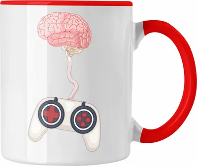 Produktbild von Trendation - Zocker Tasse Geschenk Grafik für Gamer Gehirn Controller Grafiken für Jungs (Rot)