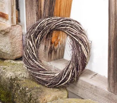 Image de grande couronne décorative en brindilles, Ø 45 cm, brun, couronne de brindilles