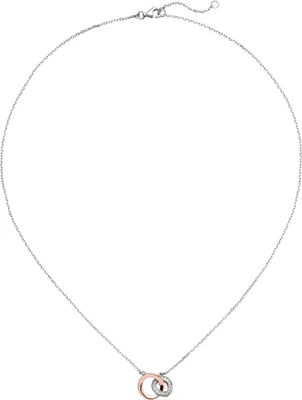 Produktbild von Collier Kette mit Anhänger 925 Silber bicolor vergoldet 18 Zirkonia 45 cm