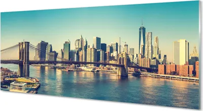 Produktbild von Glasbilder 125x50 Wandkunst Panorama Brücke Fluss