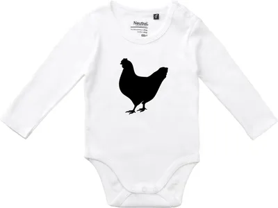 Produktbild von Huuraa Baby Body Huhn Silhouette 80 White  Baumwolle Fairtrade Langarmbody Geschenkidee