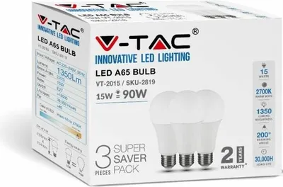 Immagine prodotto di V-TAC VT-2015, 15 W, 90 W, attacco E27, 1350 lumen, 30000 ore, luce calda