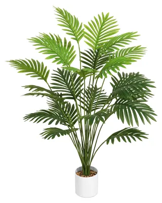 Image de Palmier Areca artificiel et réaliste avec 24 feuilles, palmier artificiel en pot, grande plante artificielle pour l'intérieur et l'extérieur, salon, balcon, chambre à coucher, décoration d'intérieur