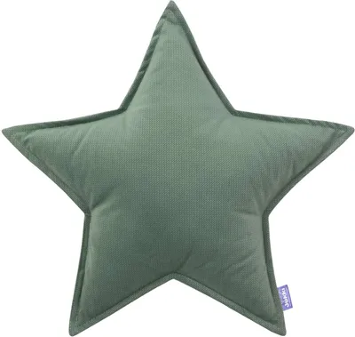 Produktbild von JUKKI® DekoKissen für Kinderzimmer STERN [Olive] 40cm Plüsch SAMT Kopfkissen für Kinder Kuschelkissen Plüschkissen
