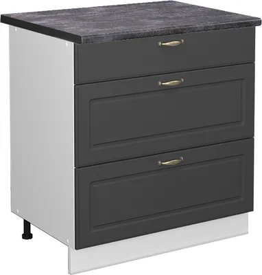 Produktbild von Küchenunterschrank Vicco Fame-Line Anthrazit-Gold Landhaus 80 cm mit 3 Schubladen, AP Anthrazit, Model 46734