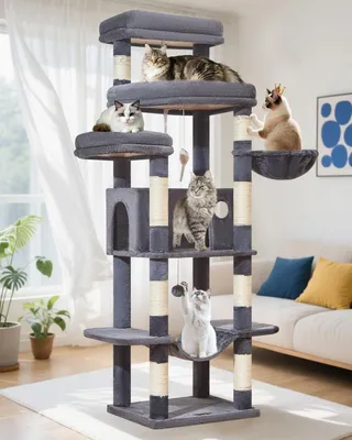 Image de Grand arbre à gratter pour chats, avec plusieurs plateformes, hauteur 180 cm