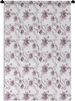 Produktbild von MuchoWow® Wandteppich Wandbehang Blumen - Muster - Rosa 60x90 cm Tapisserie Dekoration Wandtuch - Foto-Teppich - Abwaschbar