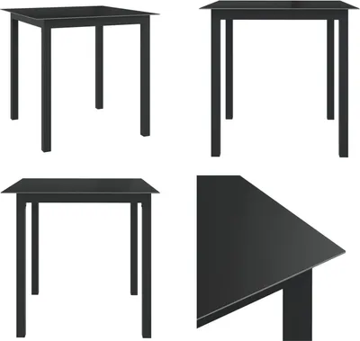 Immagine prodotto di vidaXL Tavolo da giardino nero 80x80x74 cm in alluminio e vetro - Tavolo da giardino - Tavoli da giardino - Tavolo - Tavoli